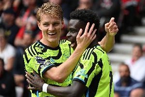 上赛季至今英超进攻三区赢得球权榜：厄德高、萨卡列前2，B费第3